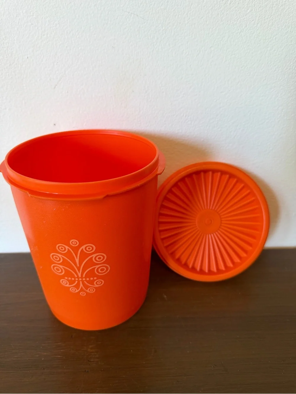 Vintage Orange Decorative Tupperware Container - Home Accents